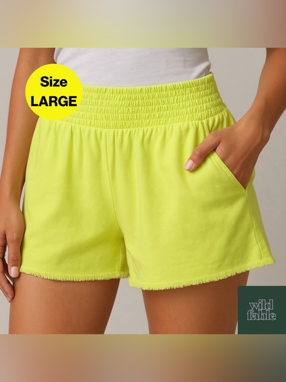 3/for $15 🍒 WILD FABLE - Women's Bright Neon Yellow Athletic Shorts (Large)